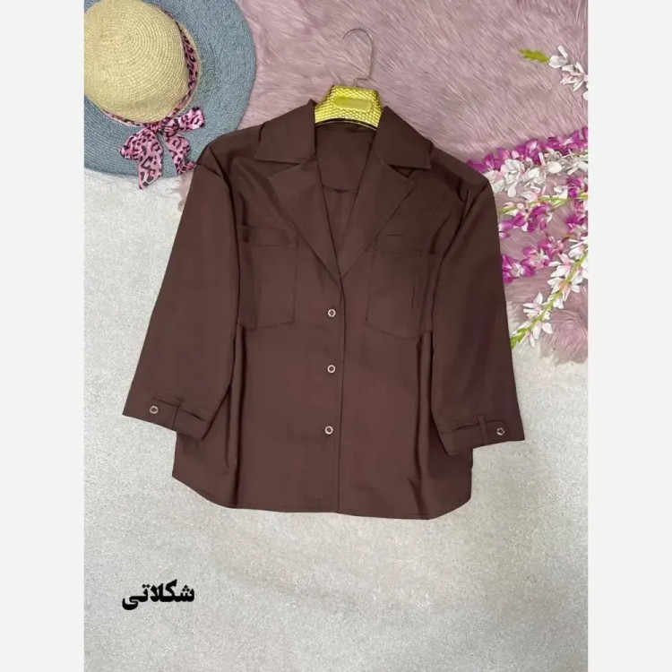 شومیز زنانه آستین فلشی جیب دار جنس پری ایرانی سایز فری 38 تا 46