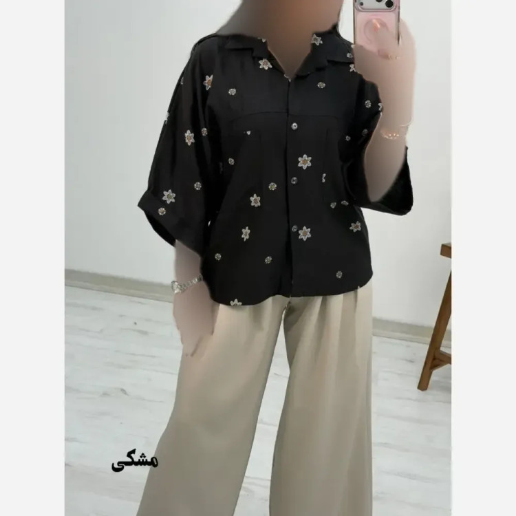 شومیز لارا جنس پری شیشه ای درجه یک فری سایز