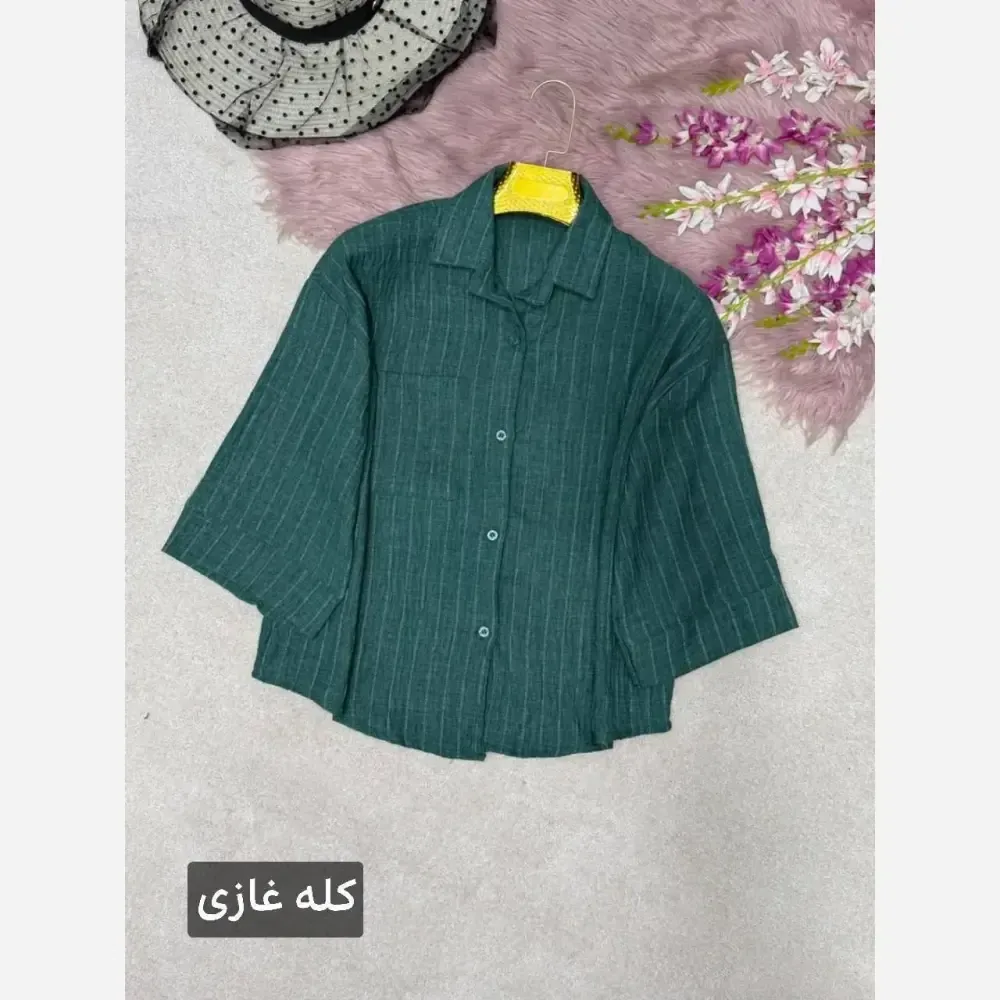 شومیز باکسی شانتون دیپلمات فری سایز 38 تا 46 رنگ مشکی سبز نسکافه ای