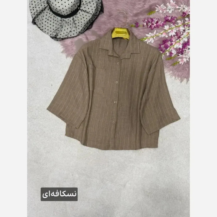 شومیز باکسی شانتون دیپلمات فری سایز 38 تا 46 رنگ مشکی سبز نسکافه ای