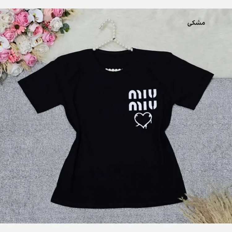 تیشرت باکسی طرح Miu Miu نخ پنبه اعلا فری سایز