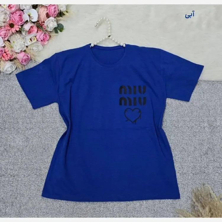 تیشرت باکسی طرح Miu Miu نخ پنبه اعلا فری سایز