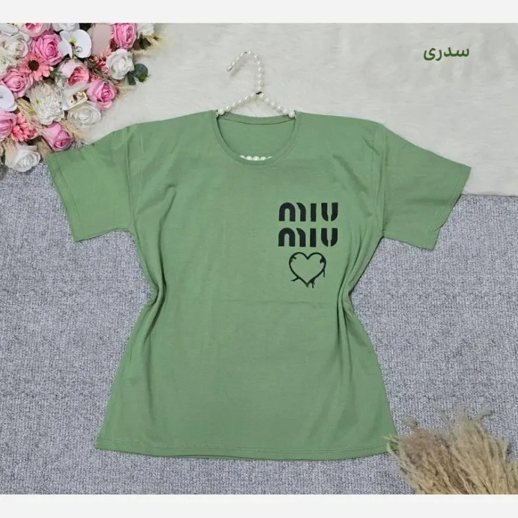 تیشرت باکسی طرح Miu Miu نخ پنبه اعلا فری سایز