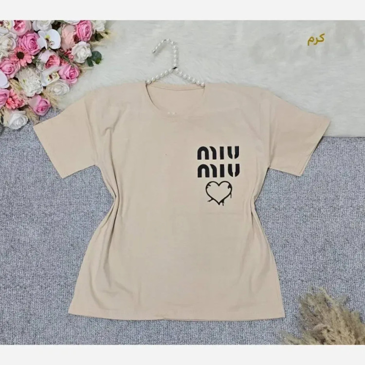 تیشرت باکسی طرح Miu Miu نخ پنبه اعلا فری سایز