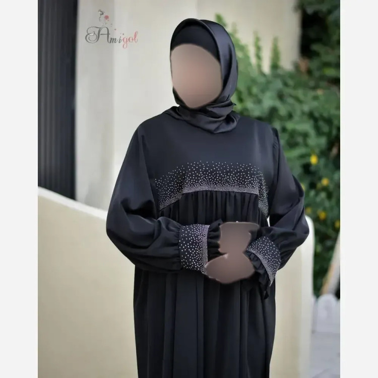 مانتو عبایی نگین جنس کرپ ندا اماراتی فری سایز