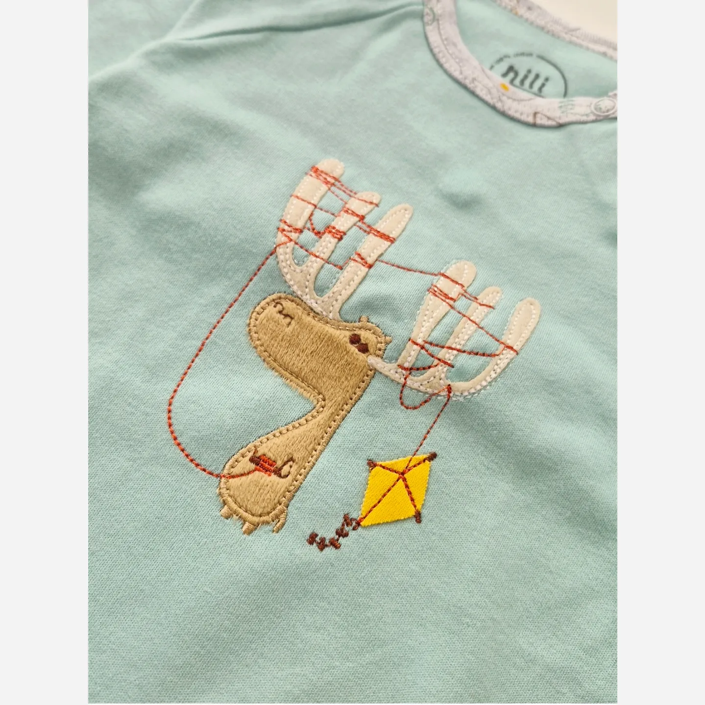 ست لباس نوزادی پنبه طرح گوزن بادی آستین بلند و شلوار
