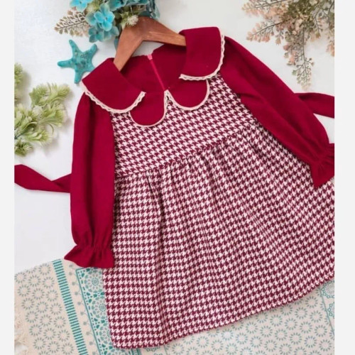 پیراهن دخترانه پشمی مخمل کبریتی 2 تا 6 سال