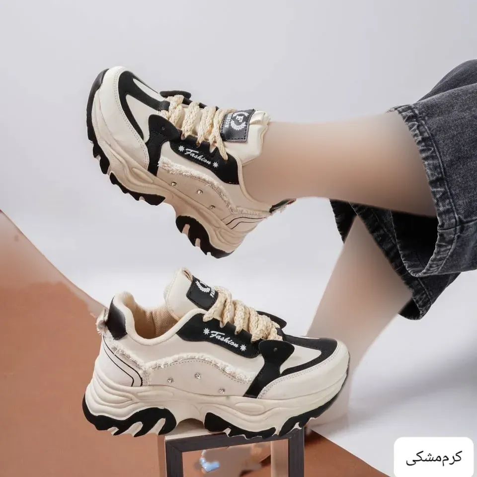 کفش کتانی زنانه مدل جوبو رویه فوم حولهای زیره پیو پاشنه 5 سانتی