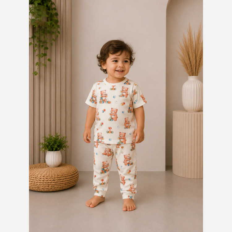 ست بلوز شلوار راحتی پسرانه طرح دایناسور مناسب 1 تا 9 سال