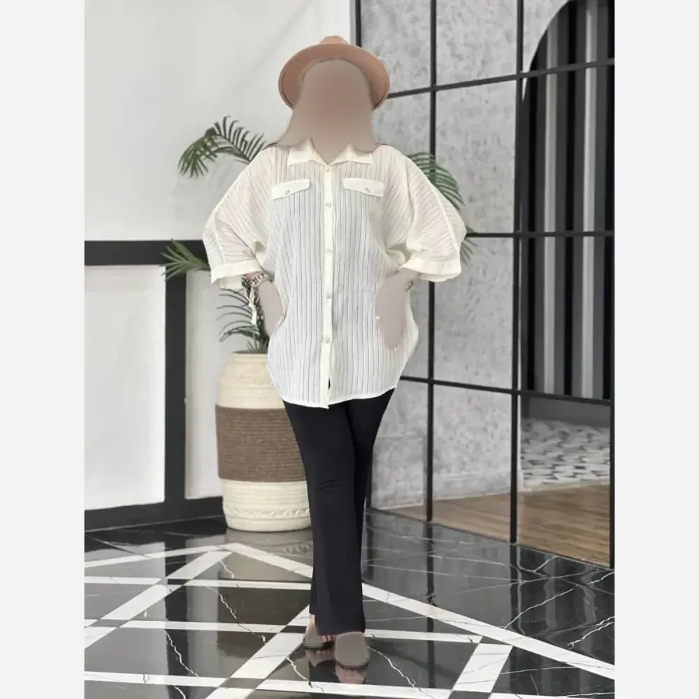 پانچ زنانه مدل برفین جنس سزار رنگ شیری فری سایز