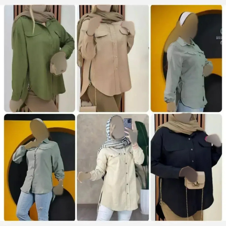 شومیز مانتویی کتان بغل زیپ فری سایز 38 تا 46