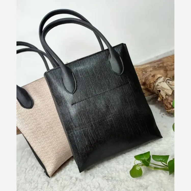 کیف دو قلو مدل الناز چرم صنعتی درجه یک ابعاد 35*31 رنگ بندی ال وی قهوه ای لیزارد