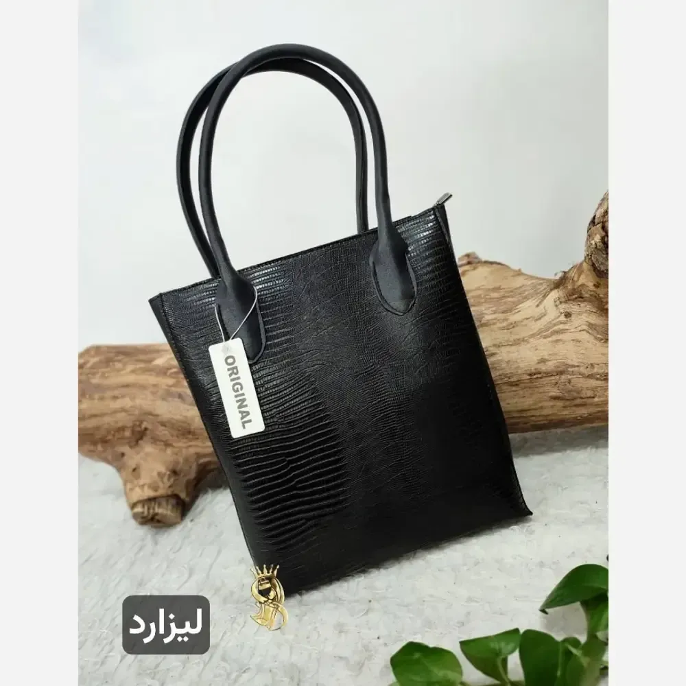 کیف دو قلو مدل الناز چرم صنعتی درجه یک ابعاد 35*31 رنگ بندی ال وی قهوه ای لیزارد