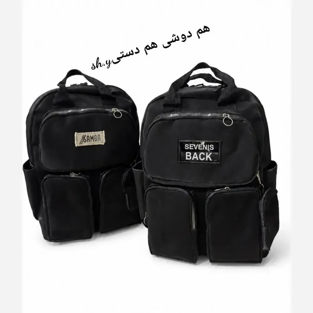 کوله پشتی هندزفری دار دانشجویی و روزمره جنس نانسی رنگ مشکی سایز 35 در 27