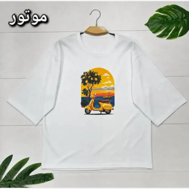 تیشرت هاوایی زنانه جنس پنبه گلکسی فری سایز