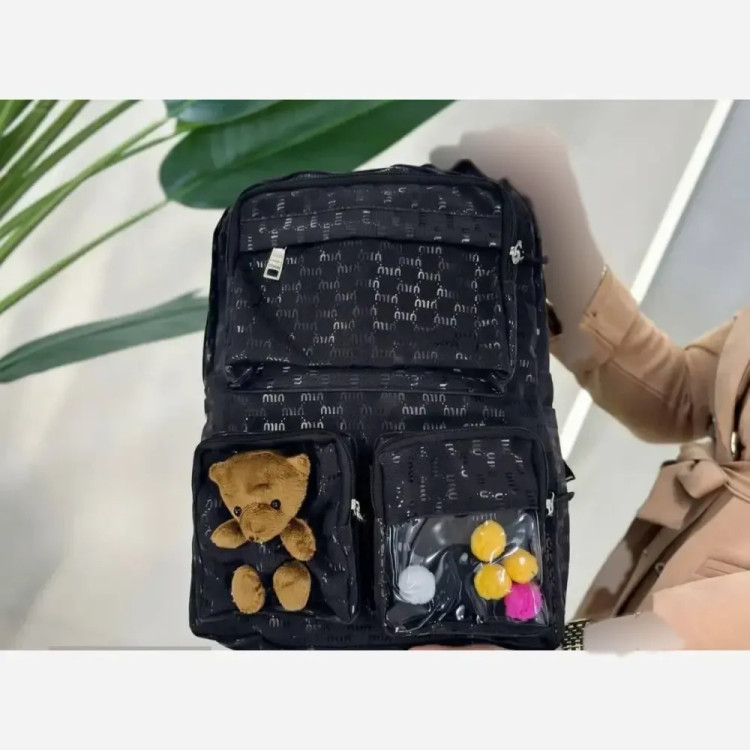 کوله پشتی روشا جنس نانسی رنگ مشکی و کرم نسکافه ای