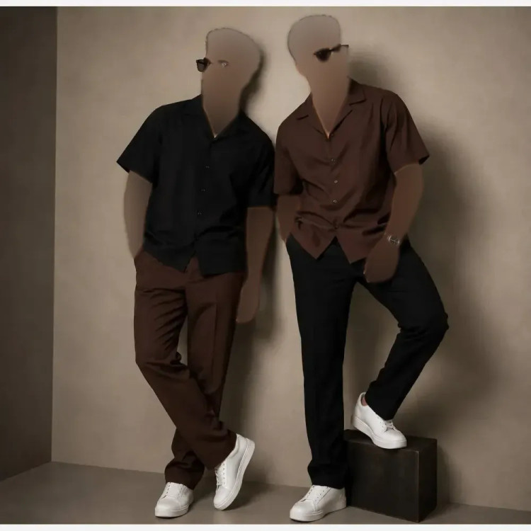 ترندترین ست باکسی پیراهن و شلوار پرفروش دورنگ کتان کجرا آرسام