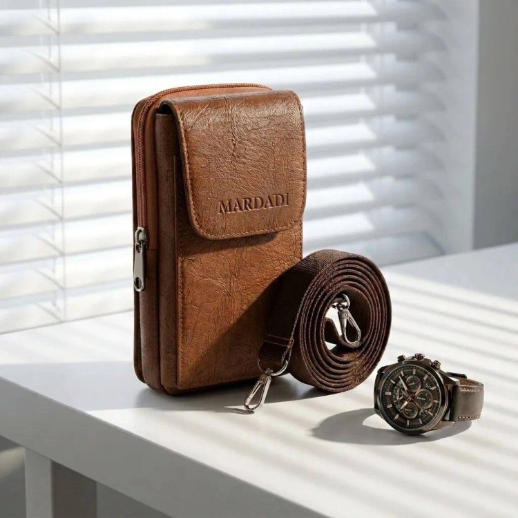 کیف مردانه جاموبایلی چرم مصنوعی روزمره