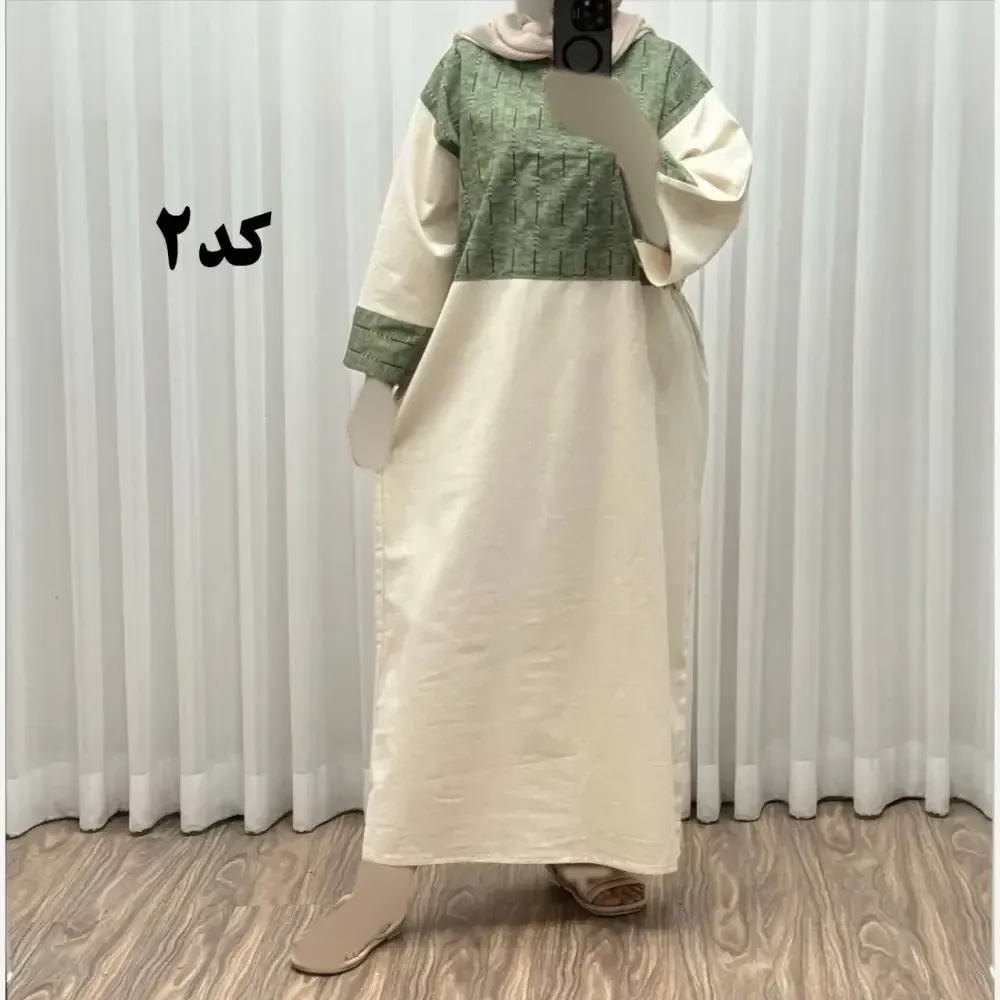 پیراهن کفتان لینن پاییزه فری سایز زنانه تا سایز 50 شیک و راحت کمربند دار بدون سایه اندازی