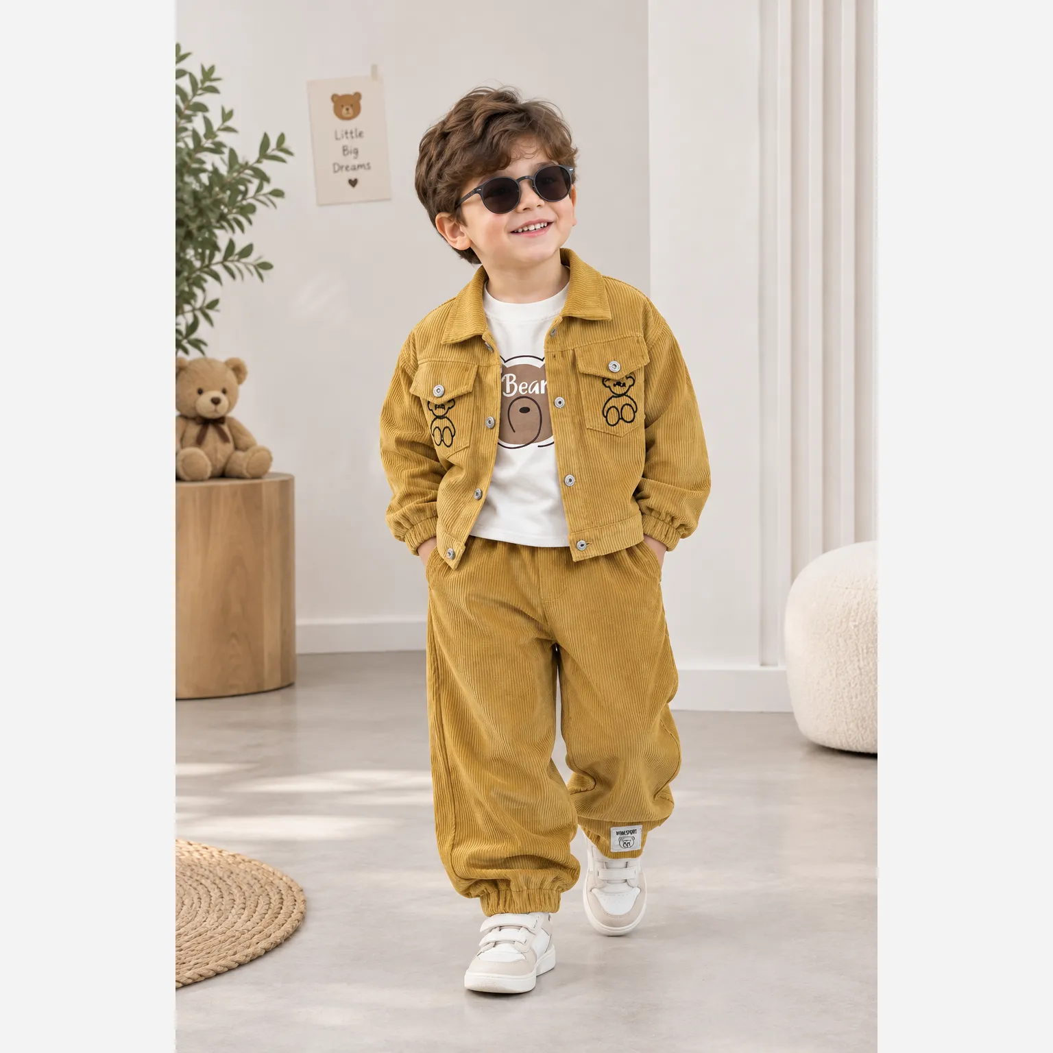 ست سه تیکه مخمل کبریتی اسپرت دخترانه و پسرانه وارداتی مناسب 1 تا 5 سال و نیم