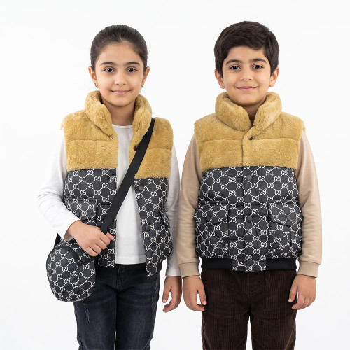 پافر بچه گانه بالا خز مشکی باکیف