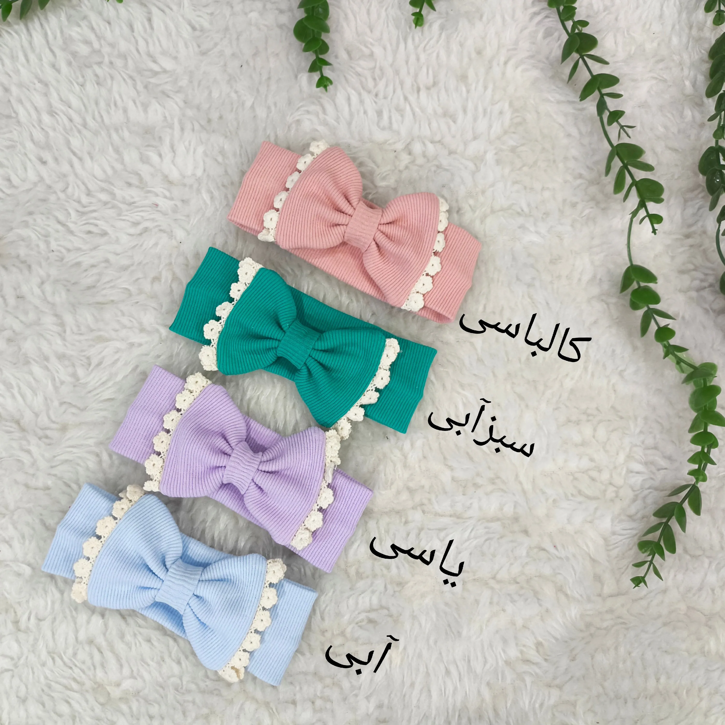 هدبند کبریتی نوزادی دخترانه پاپیونی تک سایز مناسب 2 ماه تا 3 سال