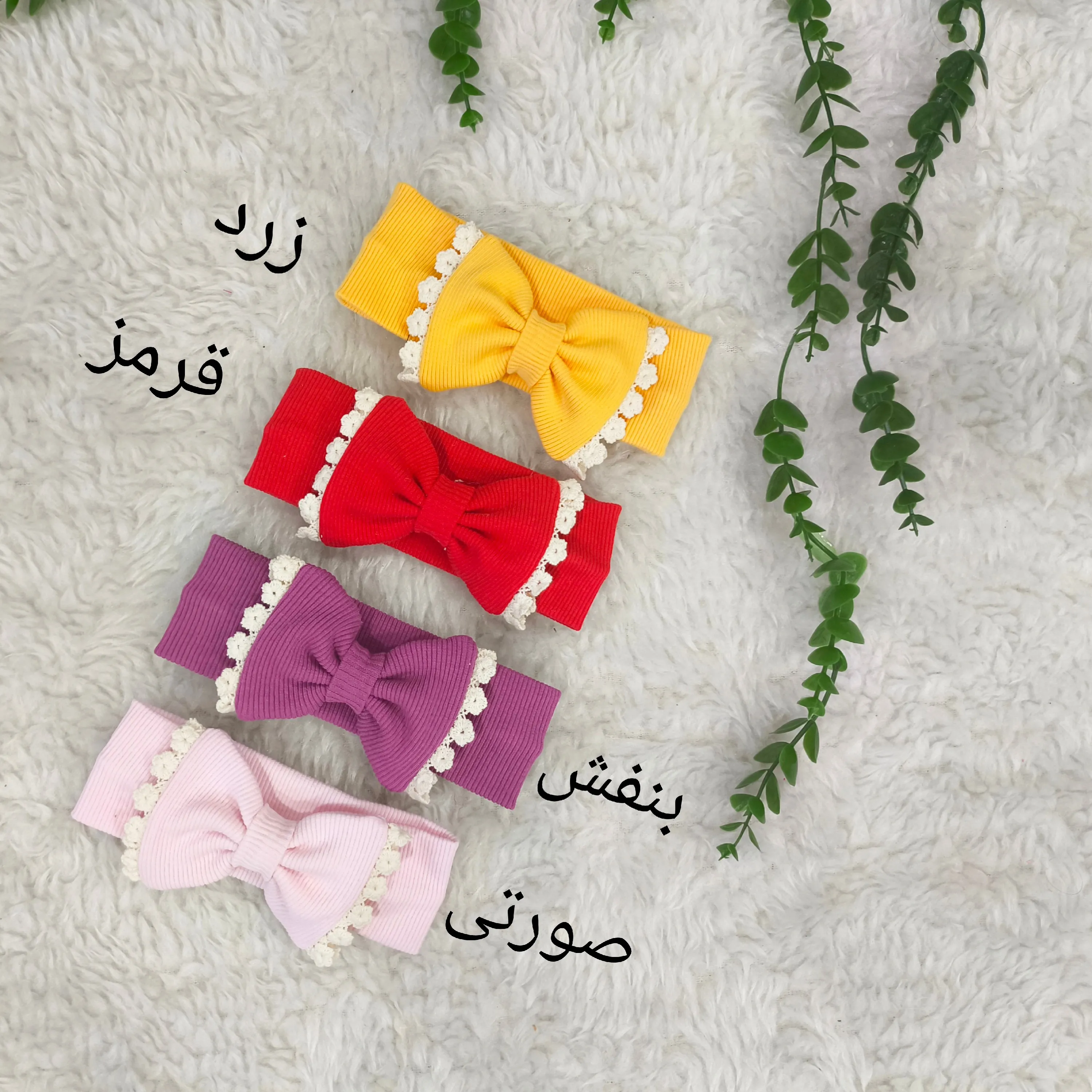 هدبند کبریتی نوزادی دخترانه پاپیونی تک سایز مناسب 2 ماه تا 3 سال