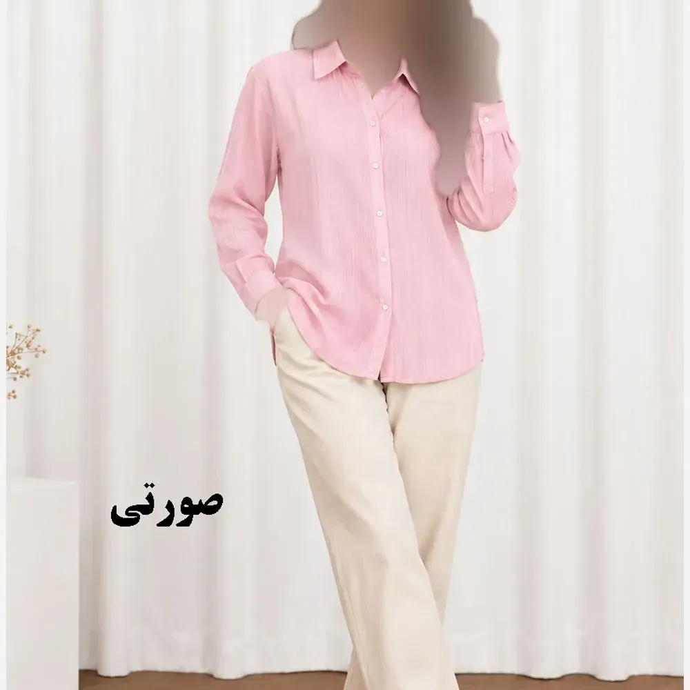 شومیز حریر شیشهای دکمهدار زنانه و دخترانه فری سایز مناسب تا سایز 50