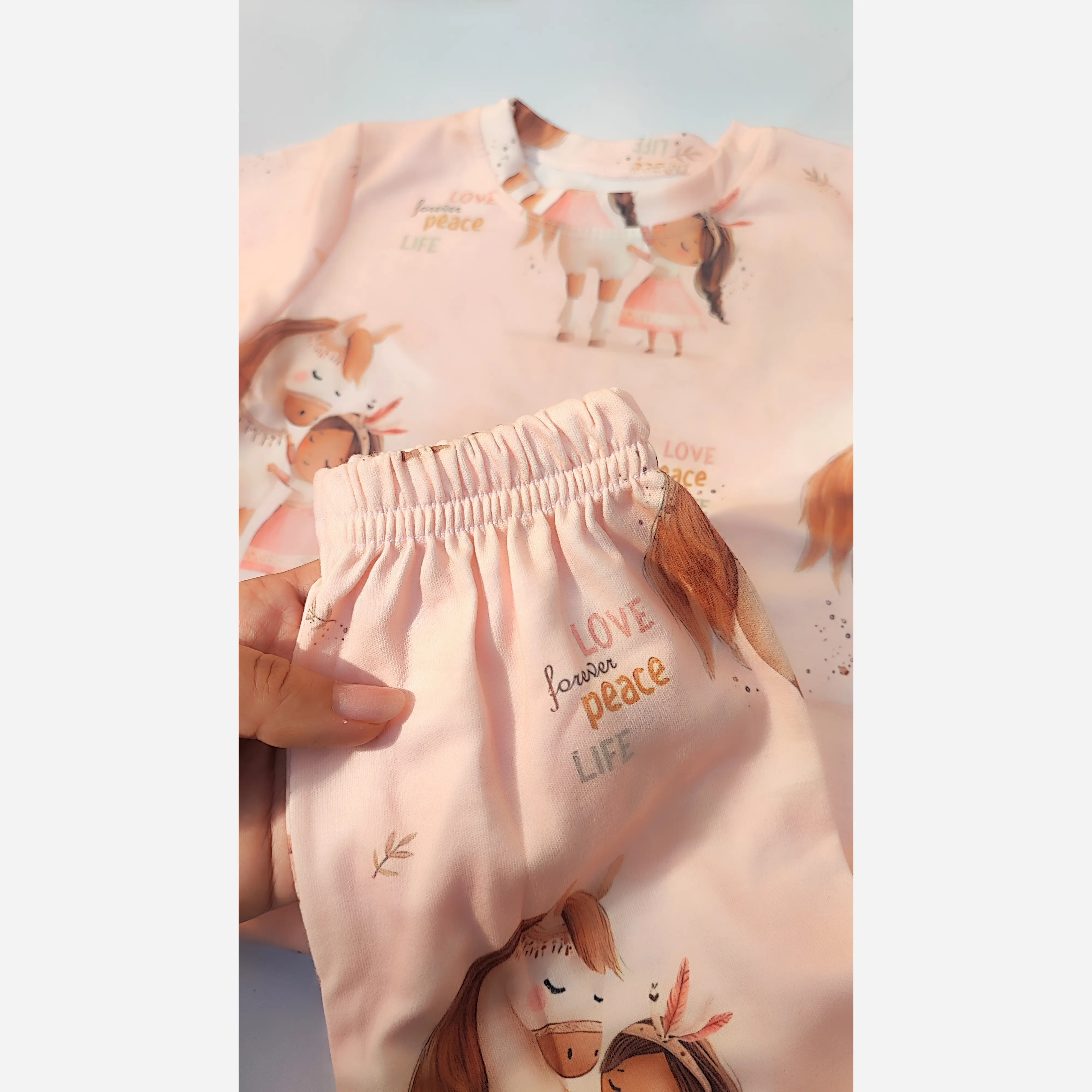ست بلوز و شلوار راحتی بچگانه نخ و پنبه سایز 35 تا 50
