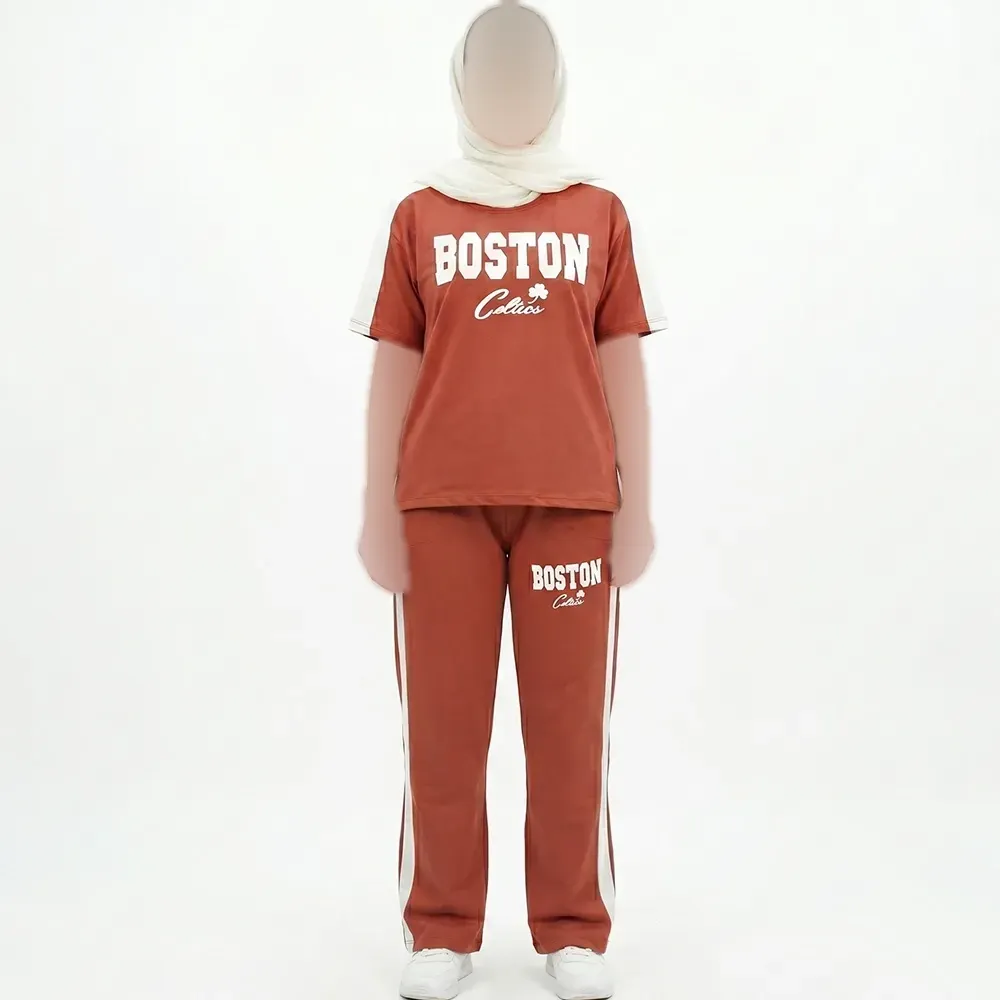 ست تیشرت و شلوار زنانه طرح BOSTON کد 11740 فری سایز