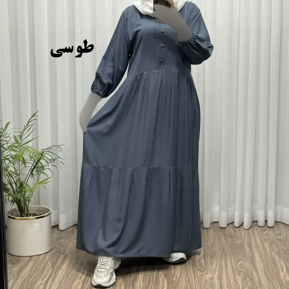 پیراهن ساحلی جلو دکمه نخی شسته شده فری سایز تا 46 بدون آبرفت و رنگ رفت کمربند دار تن خور شیک