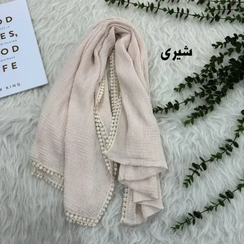 شال نخی ساده دور عدسی مناسب روزمره قواره 200 در 85 سانت