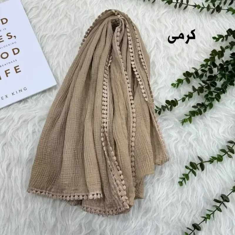 شال نخی ساده دور عدسی مناسب روزمره قواره 200 در 85 سانت