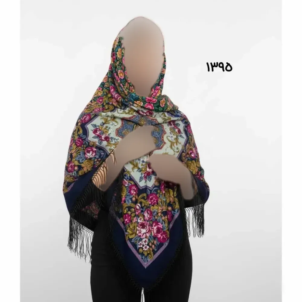 روسری ترکمن اصل ترکیه وارداتی جنس نخی قواره بزرگ ریشه دستباف چهار فصل کد 1395