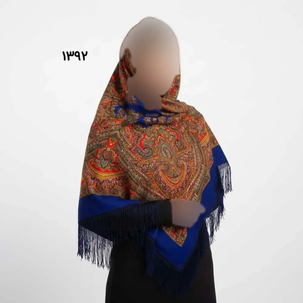 روسری ترکمن اصل ترکیه وارداتی قواره بزرگ نخی ریشه دستباف چهار فصل کد 1392
