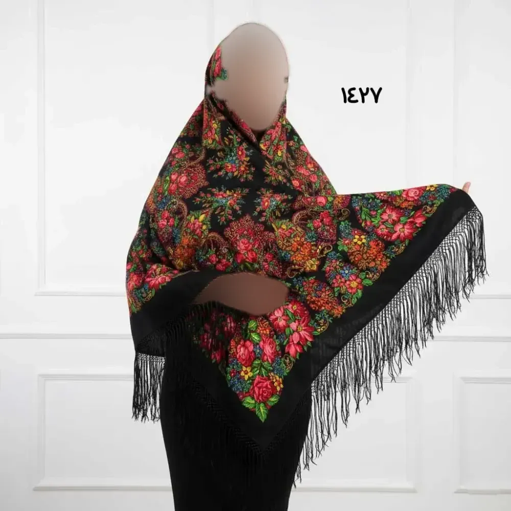 روسری ترکمن اصل پشمی ضخیم کد 1427 قواره بزرگ مناسب پاییز و زمستان