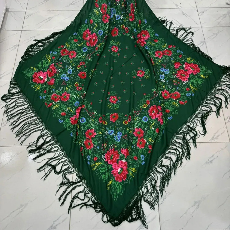 شال نخی ترکمن کد 1665 وارداتی ترکیه قواره 140-150 سانت چهار فصل بدون چروک