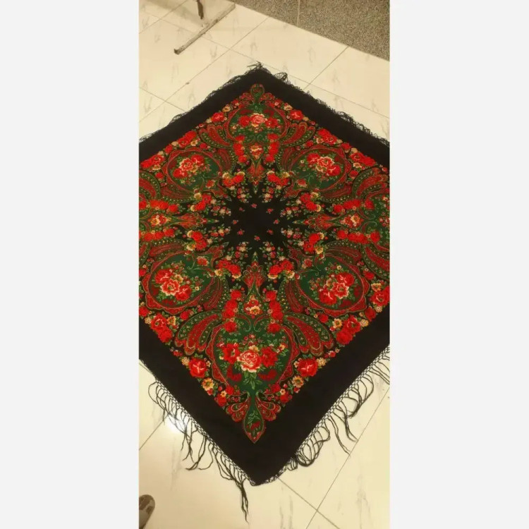 روسری ترکمنی پشمی اصل پاولوا پوزاد مدل مستانه قواره بزرگ