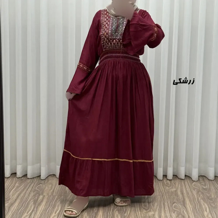 پیراهن نخی گلدوزی زنانه و دخترانه فری سایز مدل نازی کد 1778