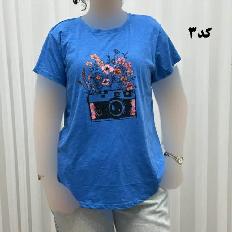 تیشرت طرحدار وارداتی نخ پنبه چهارفصل زنانه دخترانه سایز S تا XXXL کد 1175
