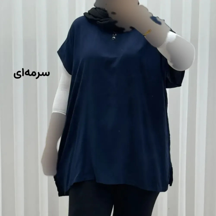 تاپ زنانه نخی ساده سایز بزرگ فری سایز مناسب تا سایز 54