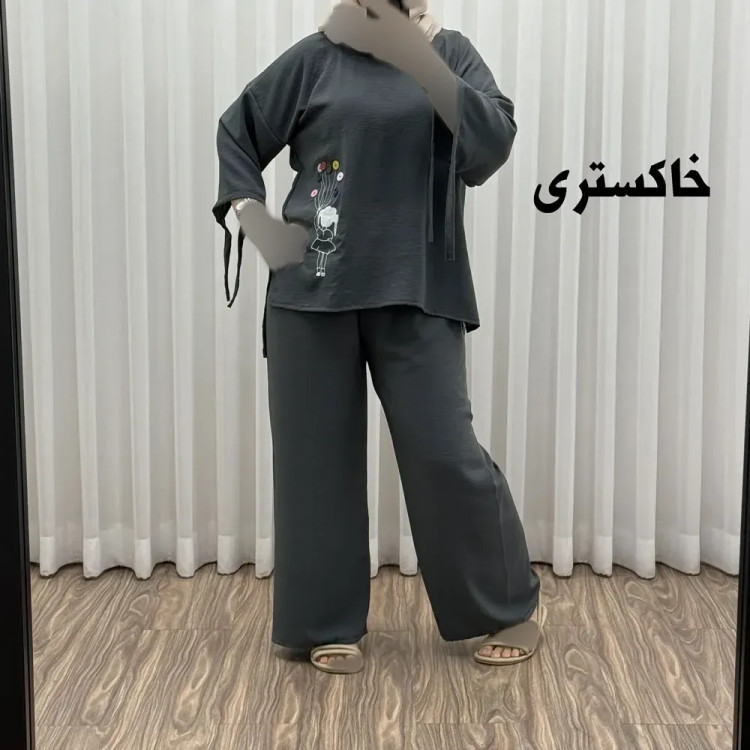 ست بلوز شلوار بادکنکی فری سایز تا 52 ابر و باد چهارفصل شیک و راحت بدون آبرفت و رنگ رفتگی