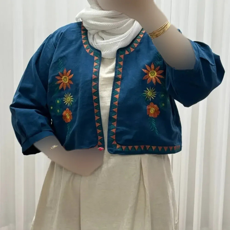 کت سارافون لینن مدل یولیا فری سایز زنانه مناسب تا سایز 48 چهارفصل شیک و راحت