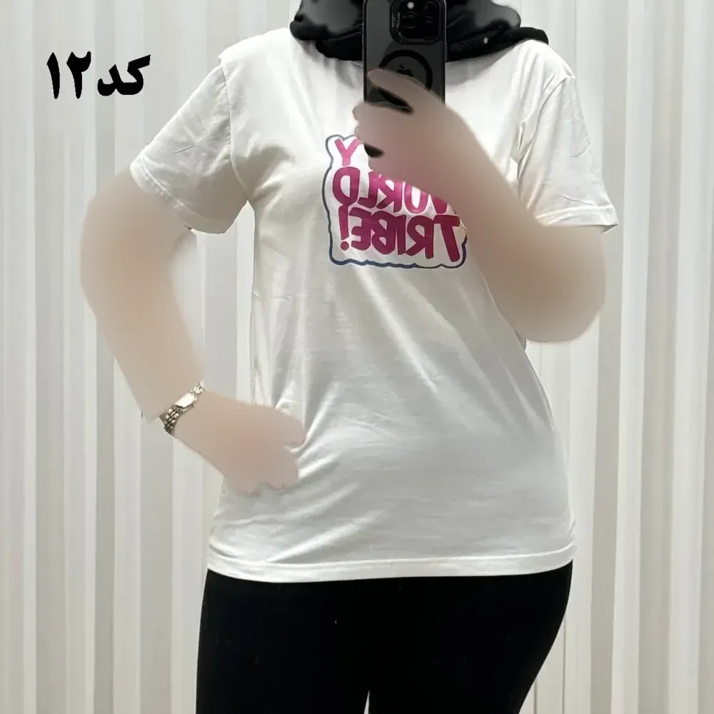 تیشرت زنانه وارداتی میکس طرحبندی کد 1269 جنس نخ پنبه چهارفصل تنخور راحت سایز M L XL