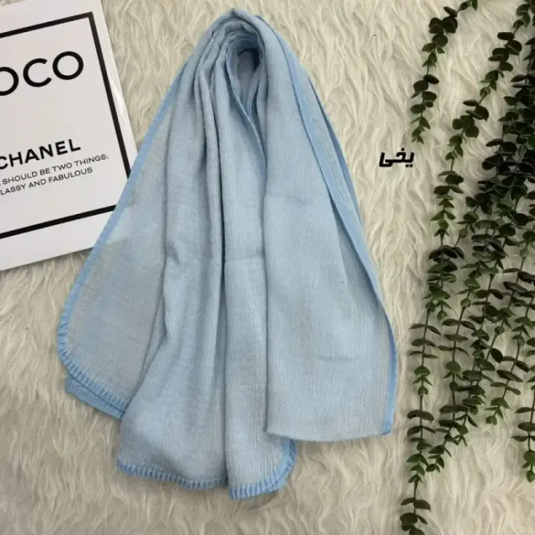 شال نخی برشکا ساده دور گان مشکی قواره 190 در 65 سانتی متر