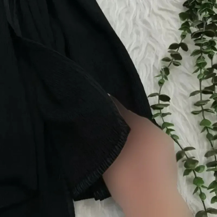 شال نخی برشکا ساده دور گان مشکی قواره 190 در 65 سانتی متر