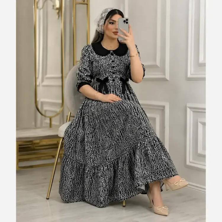 پیراهن بلند عروسکی هستی جنس الیزه فری سایز