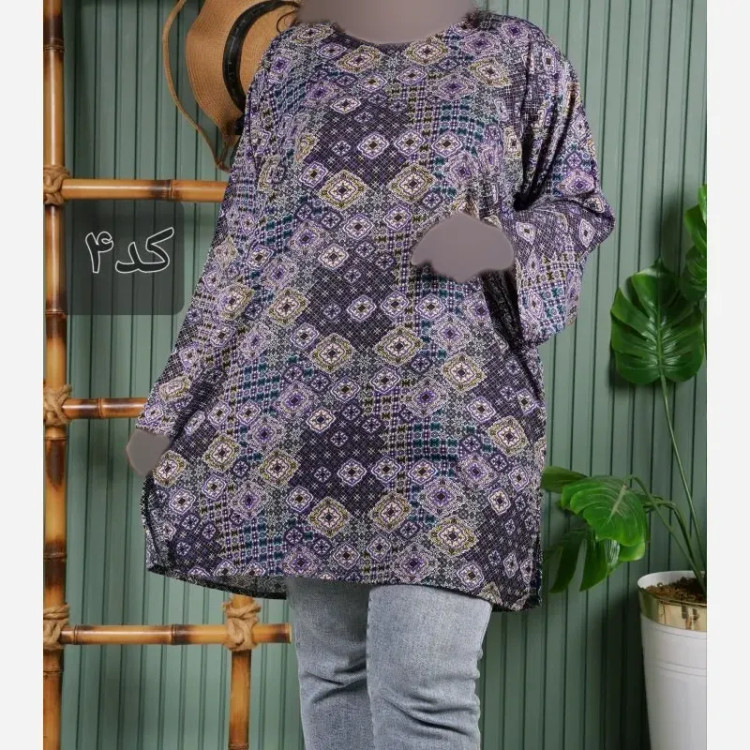 تونیک نخی زنانه طرح سنتی فری سایز