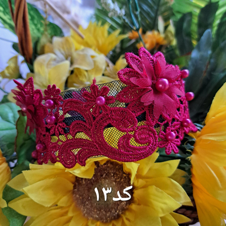 تل گیپور مجلسی گل سه بعدی زنانه رنگ سفید کرم بادمجانی زرشکی