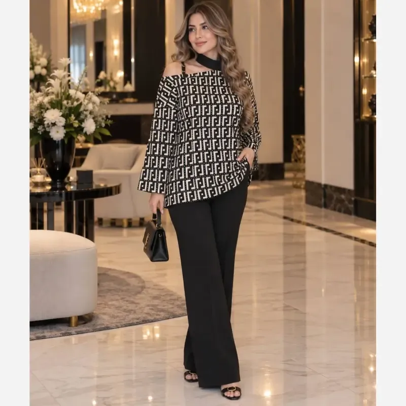 شومیز مجلسی زنانه ساتن زارا طرح فندی مناسب تا سایز 46